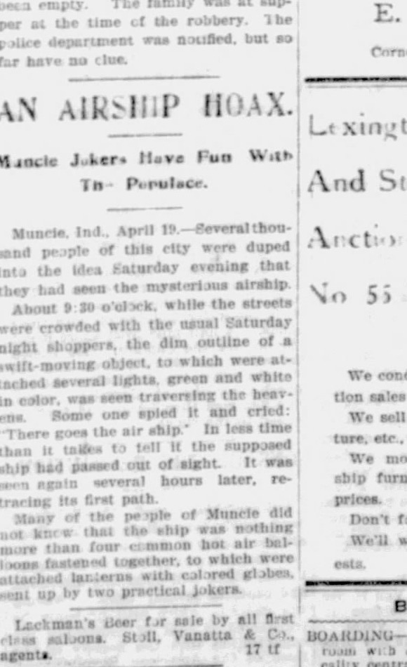 An Airship Hoax — Daily Leader, April 19, 1897