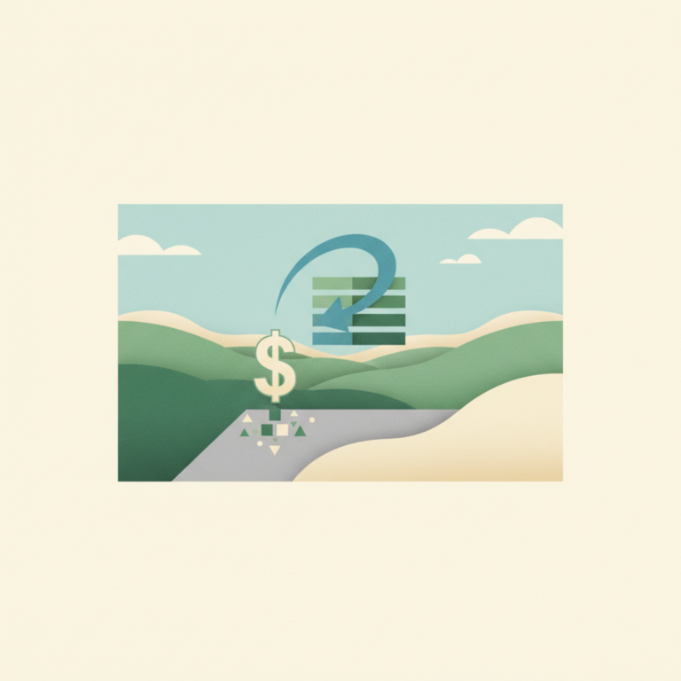 An abstract graphic illustration of rolling green and