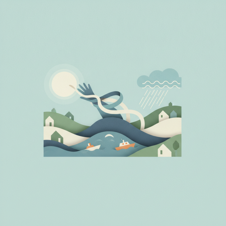 An illustration in a muted green