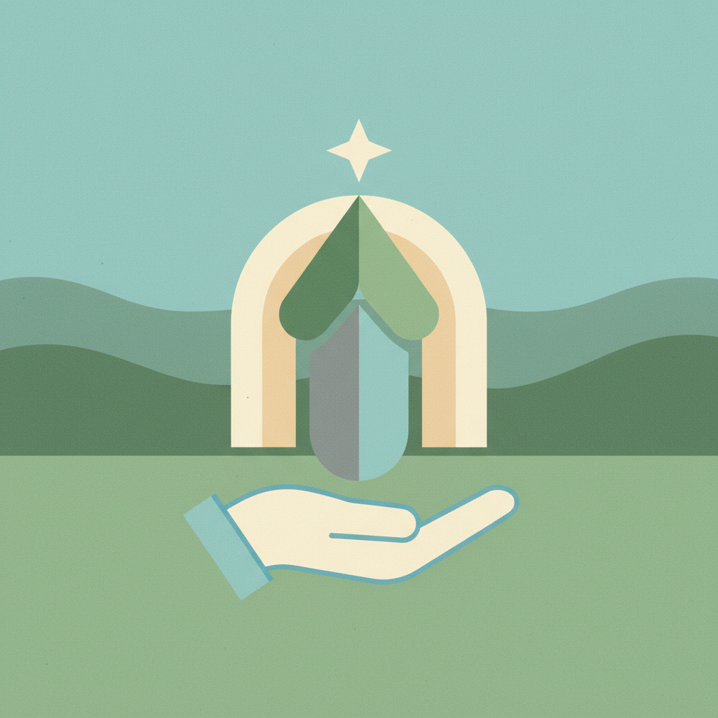 A minimalist, vector-style illustration featuring