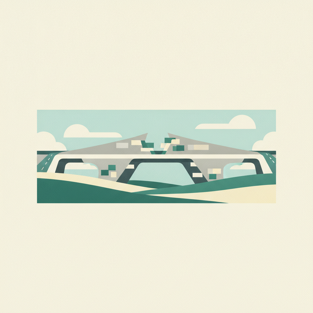 An illustration of a stylized, minimalist highway