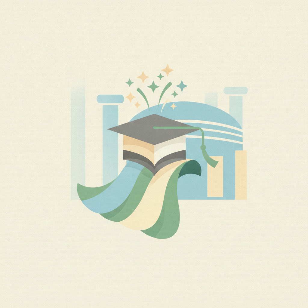 An illustration featuring a graduation