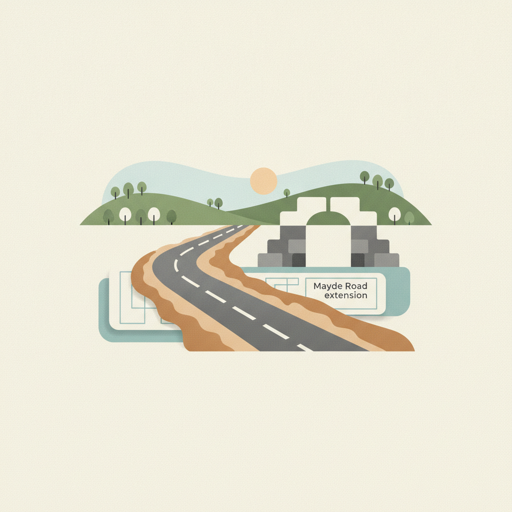 An illustration of a road winding through green