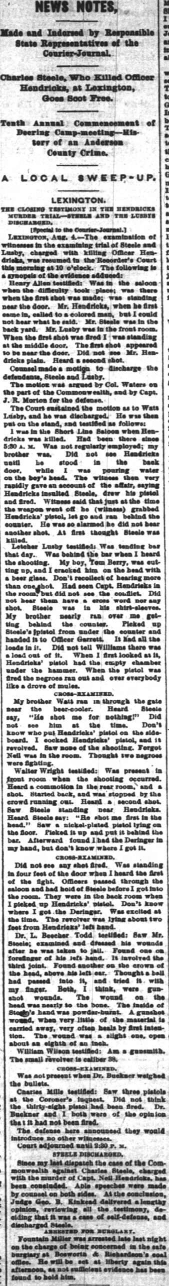 The Courier-Journal’s reporting of the examining trial, Aug. 4, 1881.