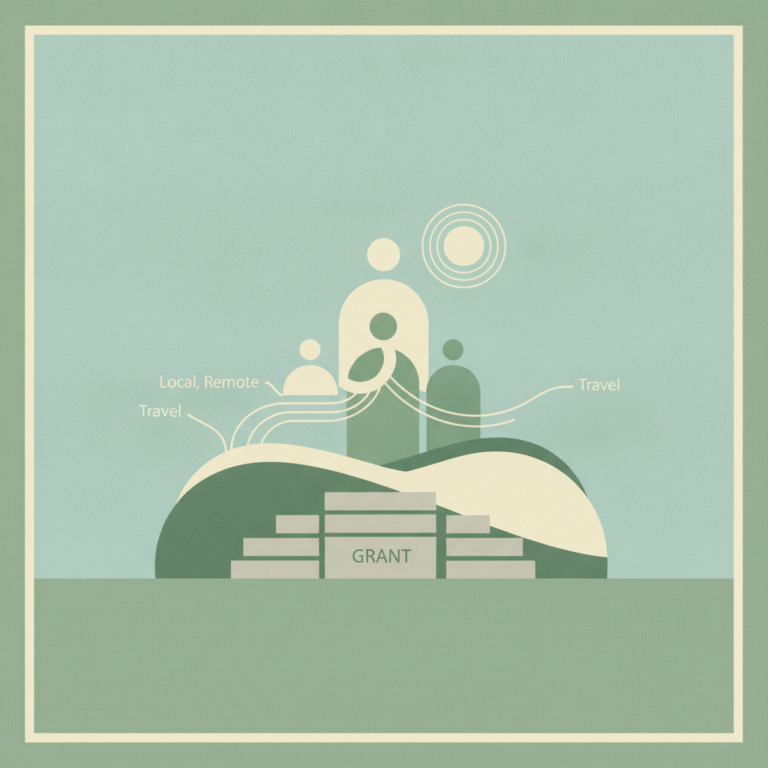 An abstract, minimalist graphic illustration in muted