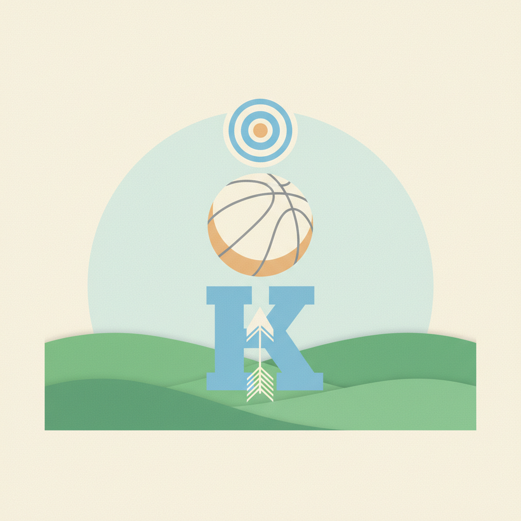 Minimalist graphic illustration featuring a large