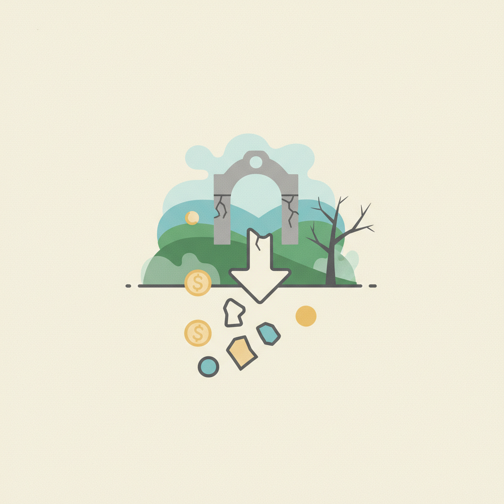 An illustration depicting institutional and financial decline