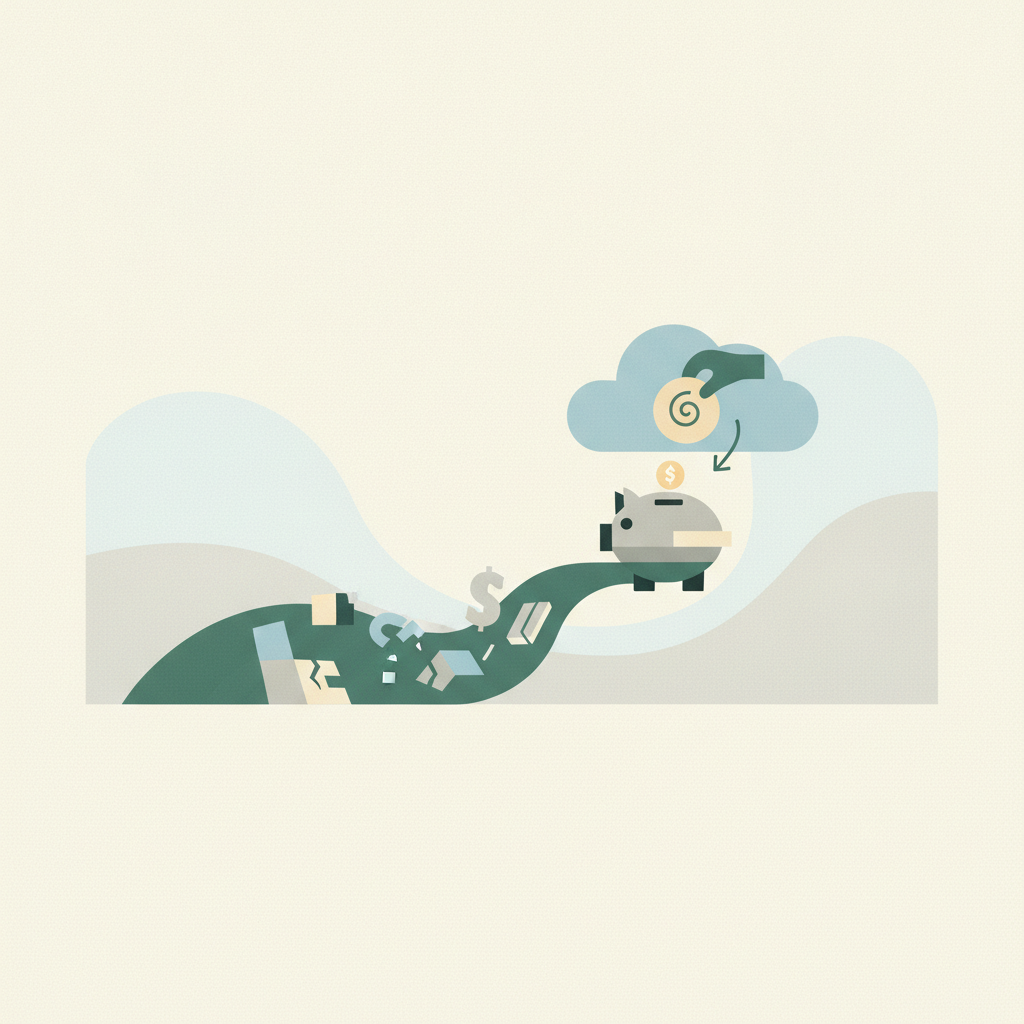 An editorial illustration in muted green,