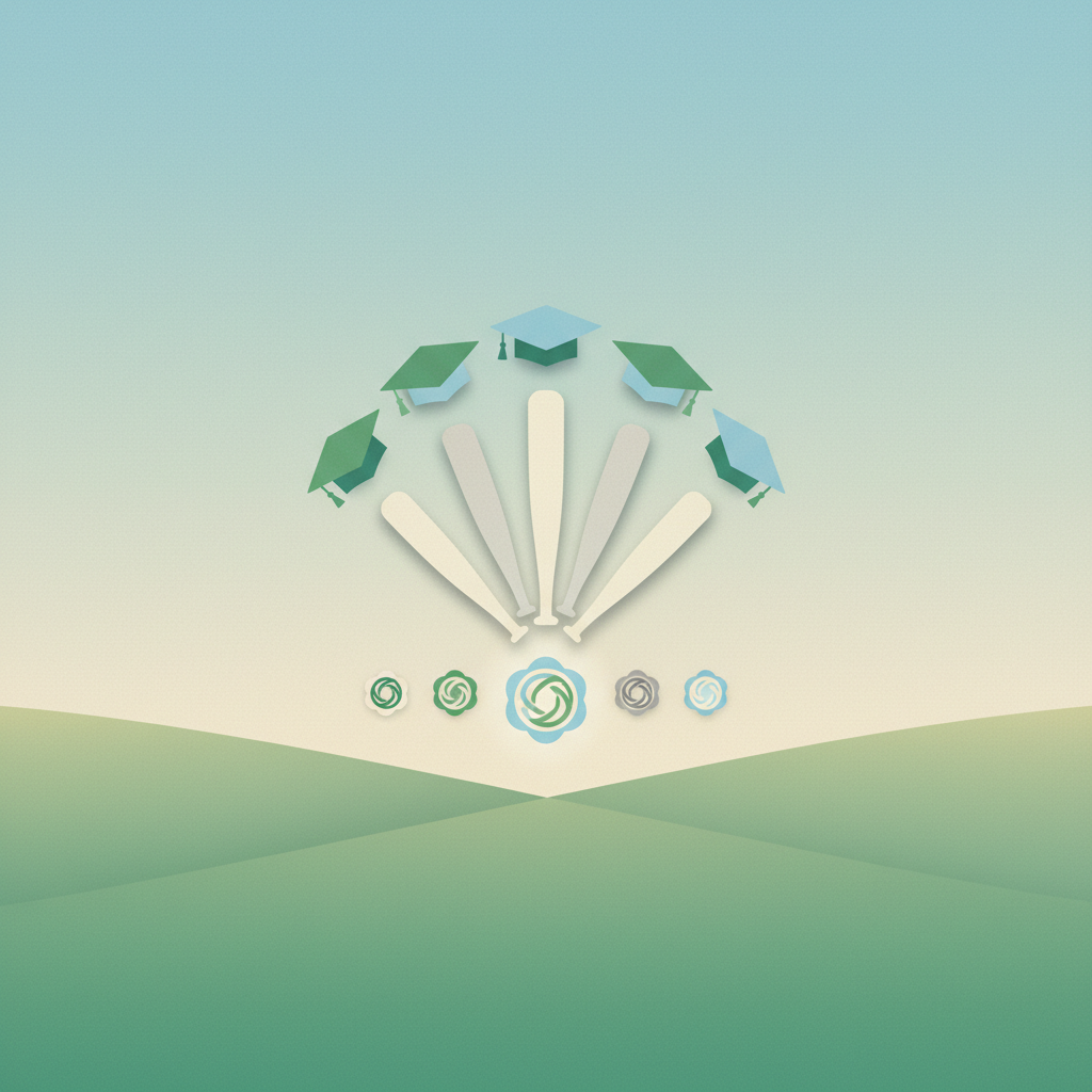 An graphic illustration featuring five baseball bats