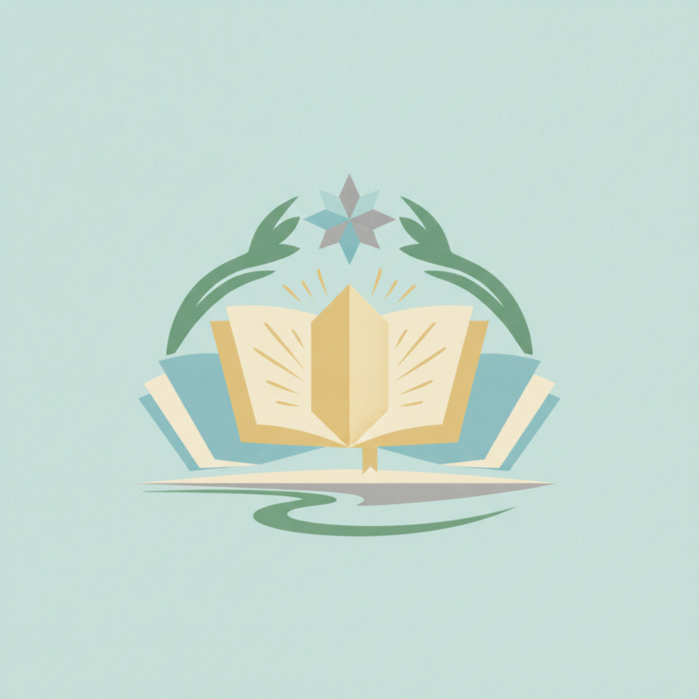 An illustration of a stylized open book glowing