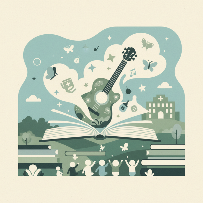 An illustration in shades of green