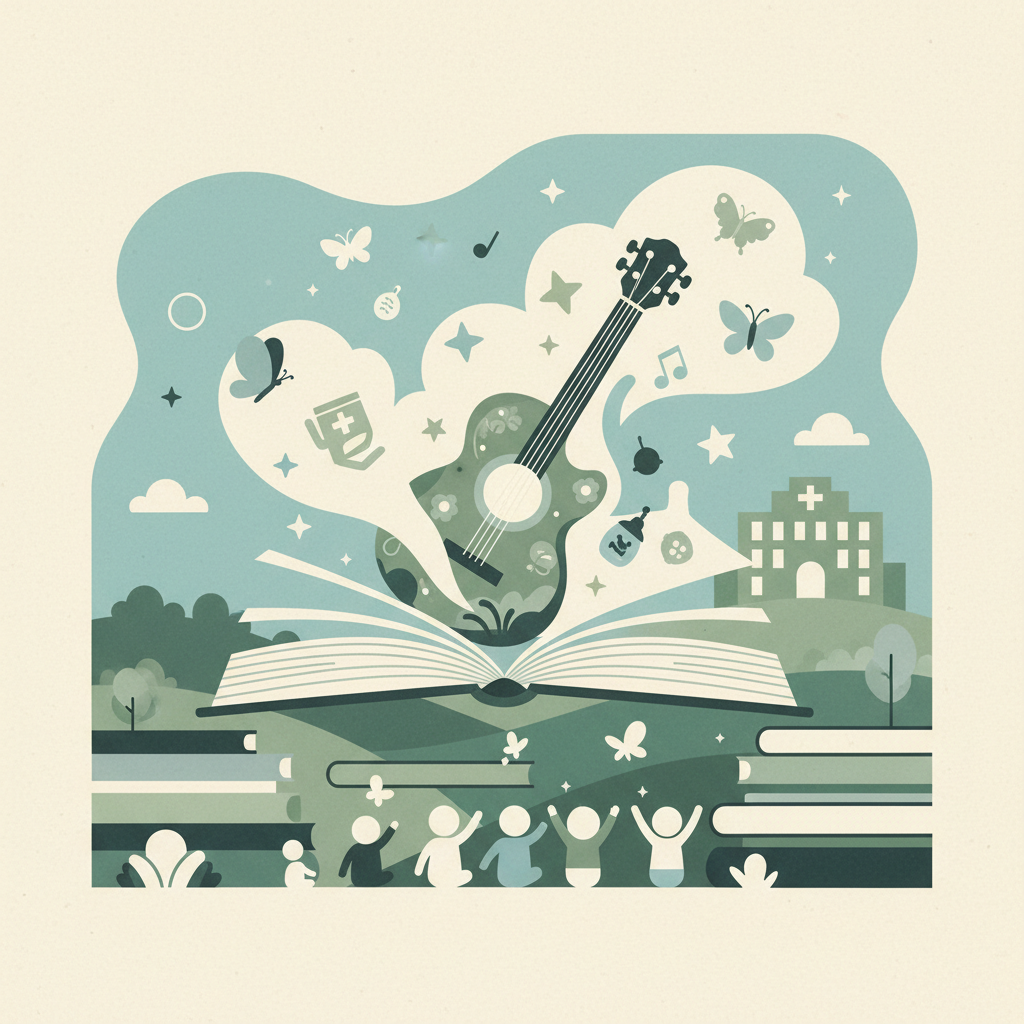 An illustration in shades of green