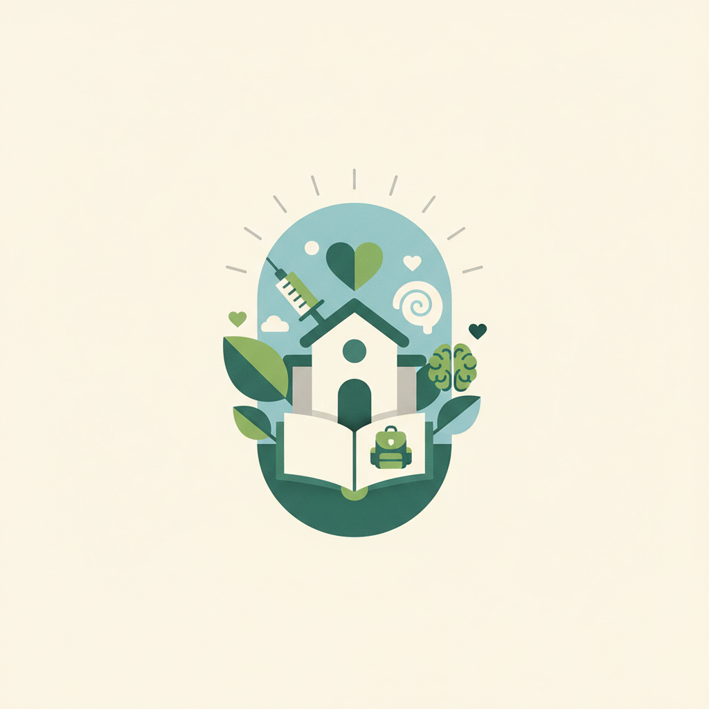 An graphic illustration in shades of green