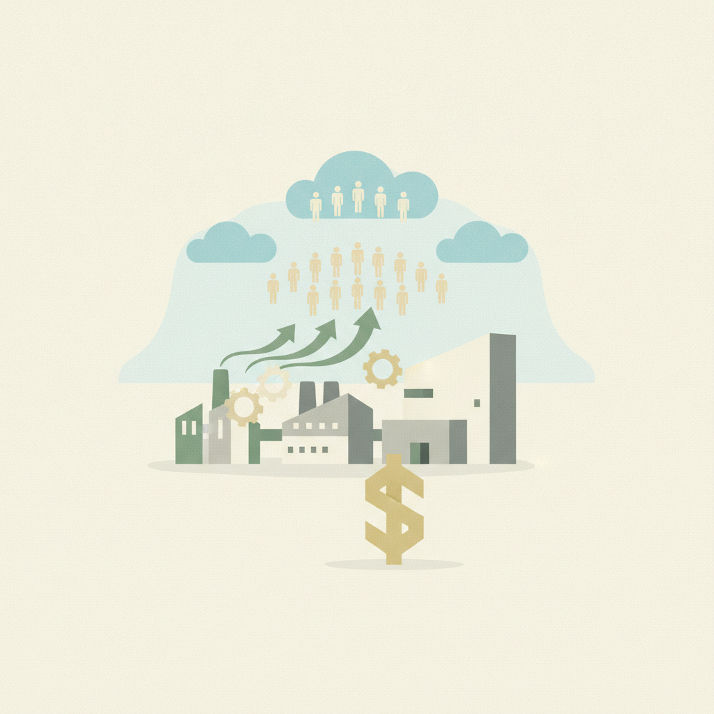 An illustration depicting industrial growth and