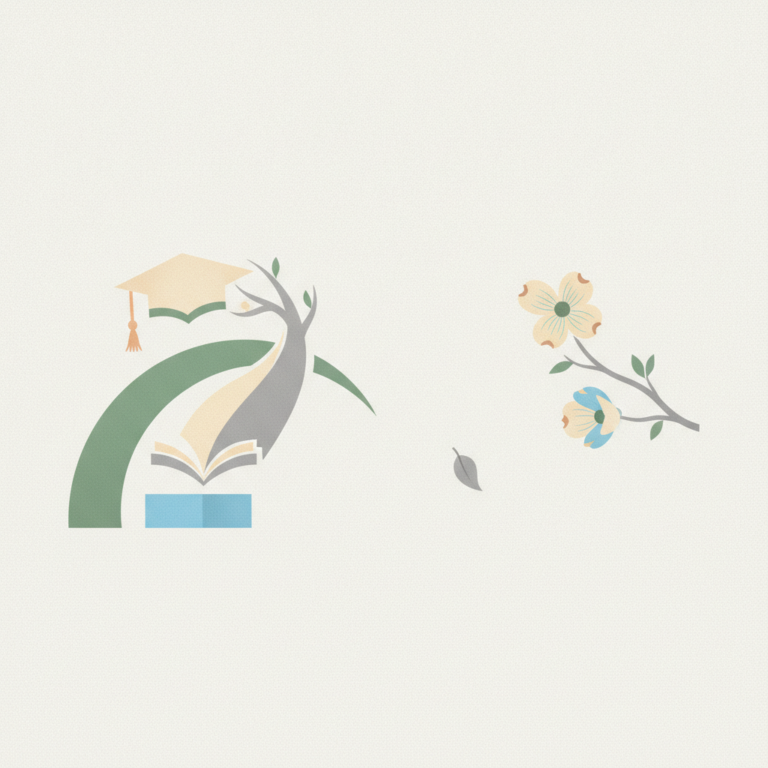 An illustration featuring a stylized open book