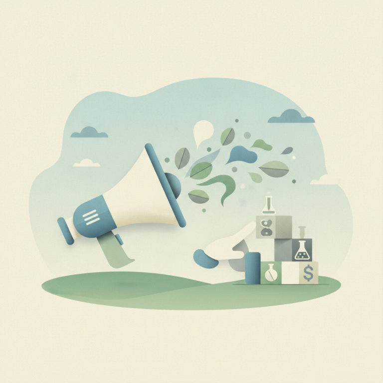 An illustration depicting a large megaphone on the