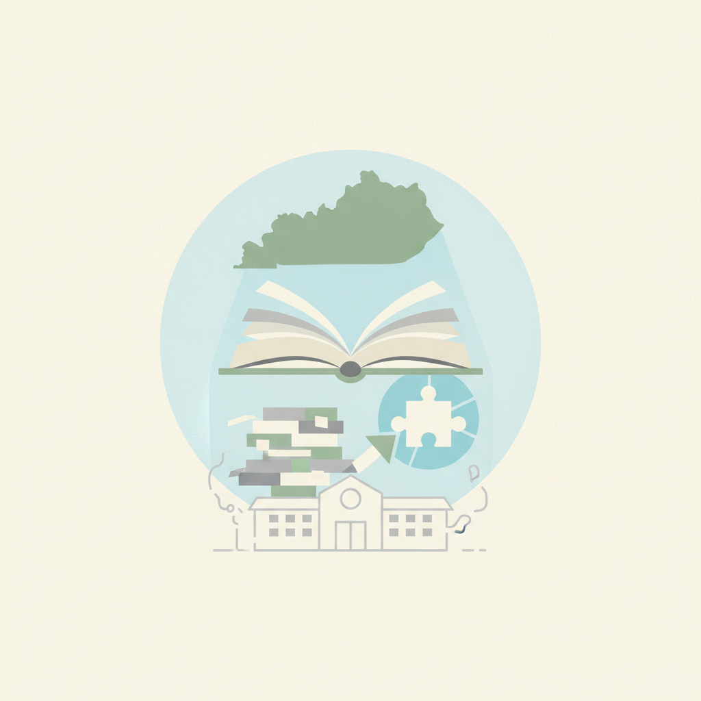An illustration featuring key themes of education and
