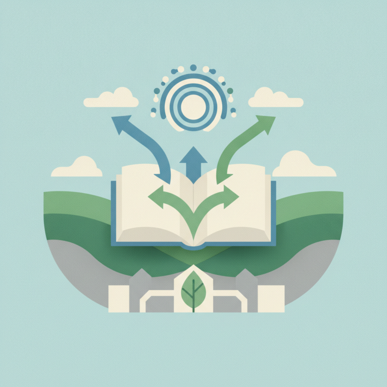 An illustration of an open book with