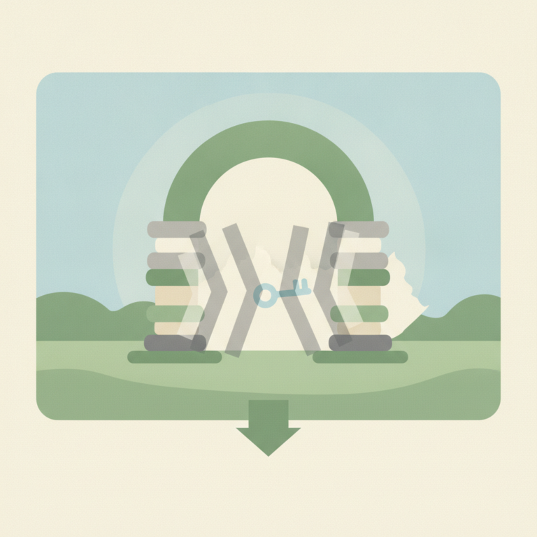 An illustration with a muted green and cream