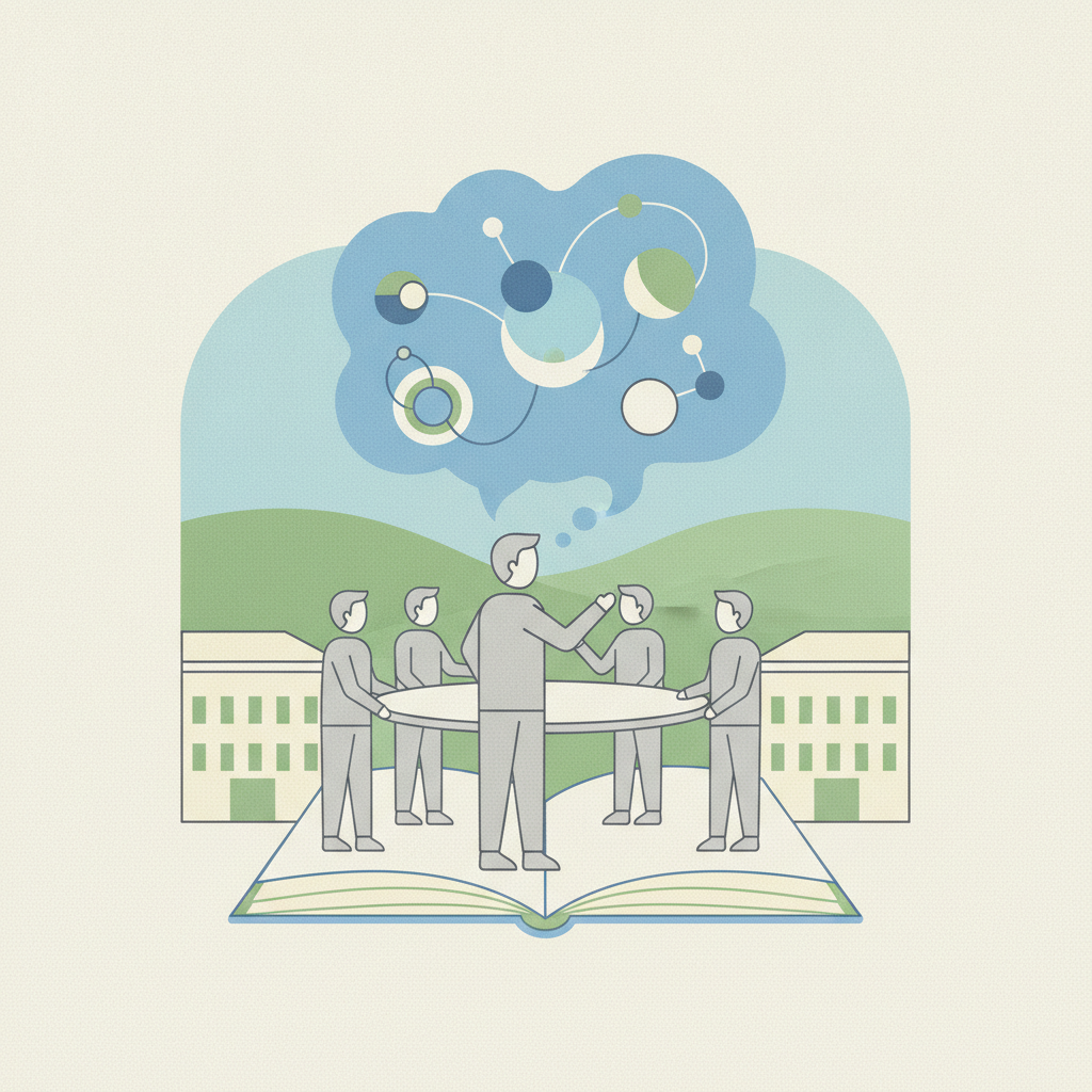 An illustration of five teachers standing