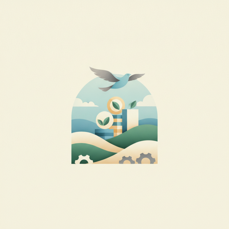 An arched, minimalist illustration