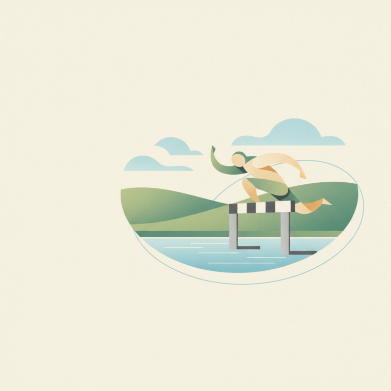 An illustration of a stylized runner