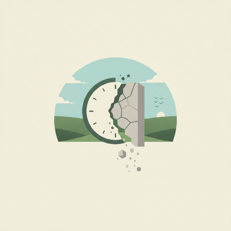 A minimalist graphic illustration depicting a clock