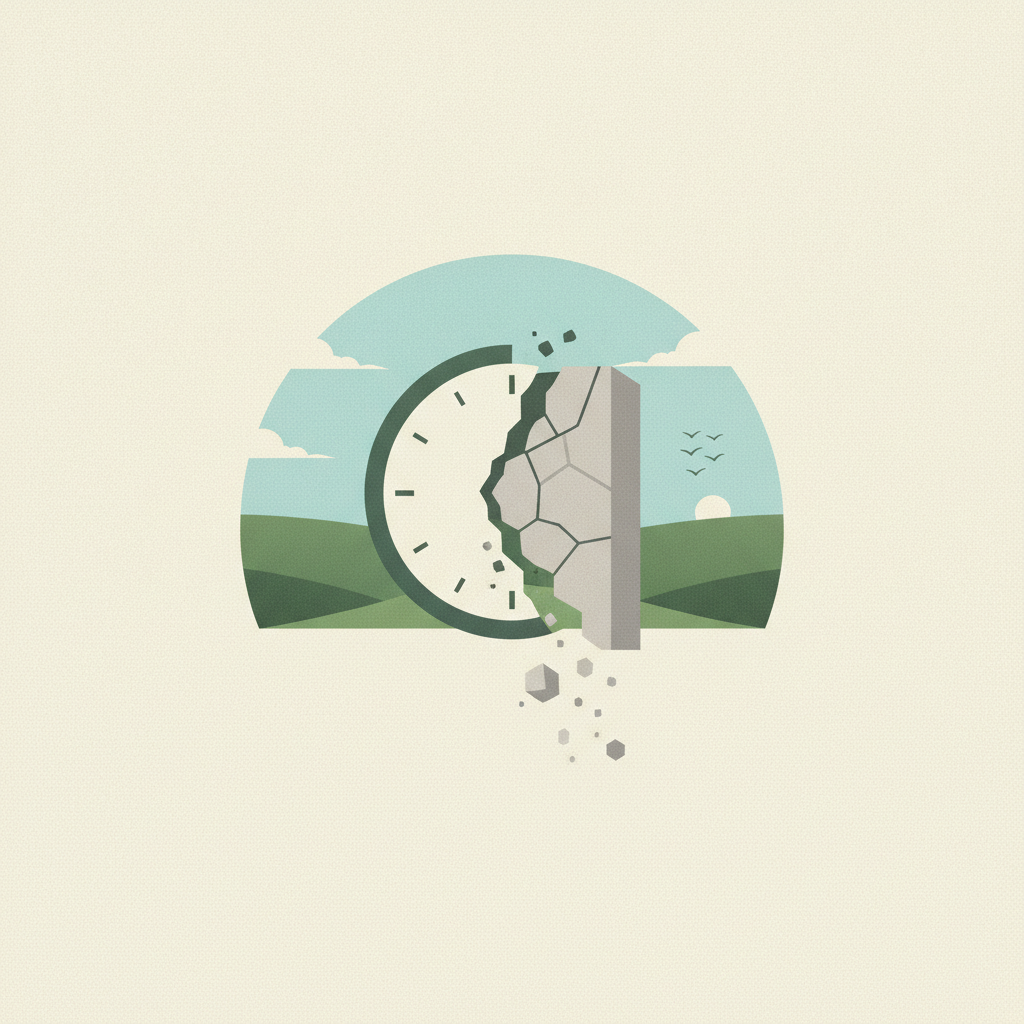 A minimalist graphic illustration depicting a clock