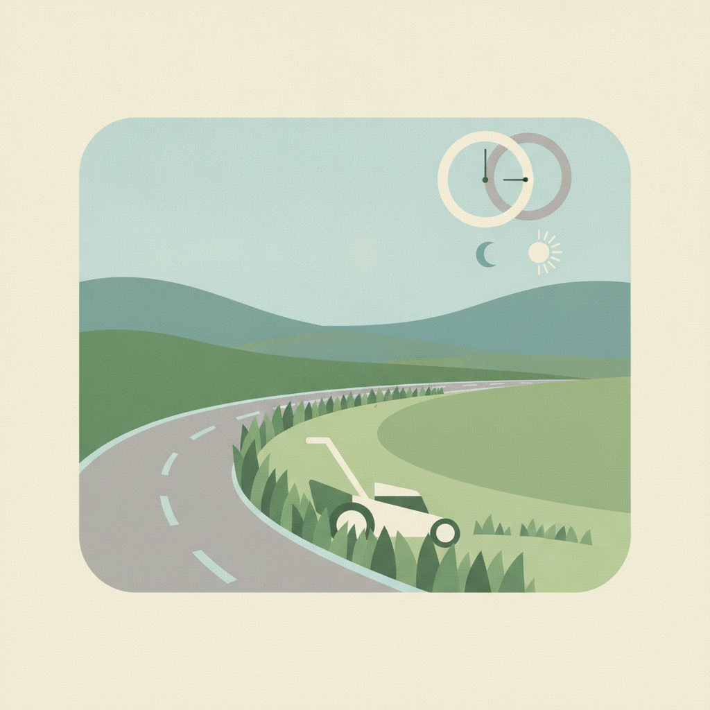 An illustration of a curving two-