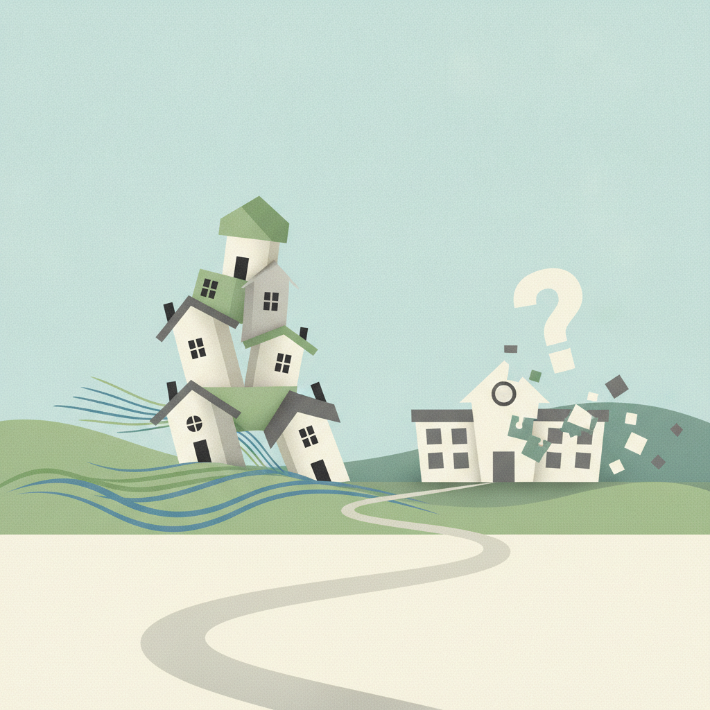 An illustration depicting housing instability and uncertainty