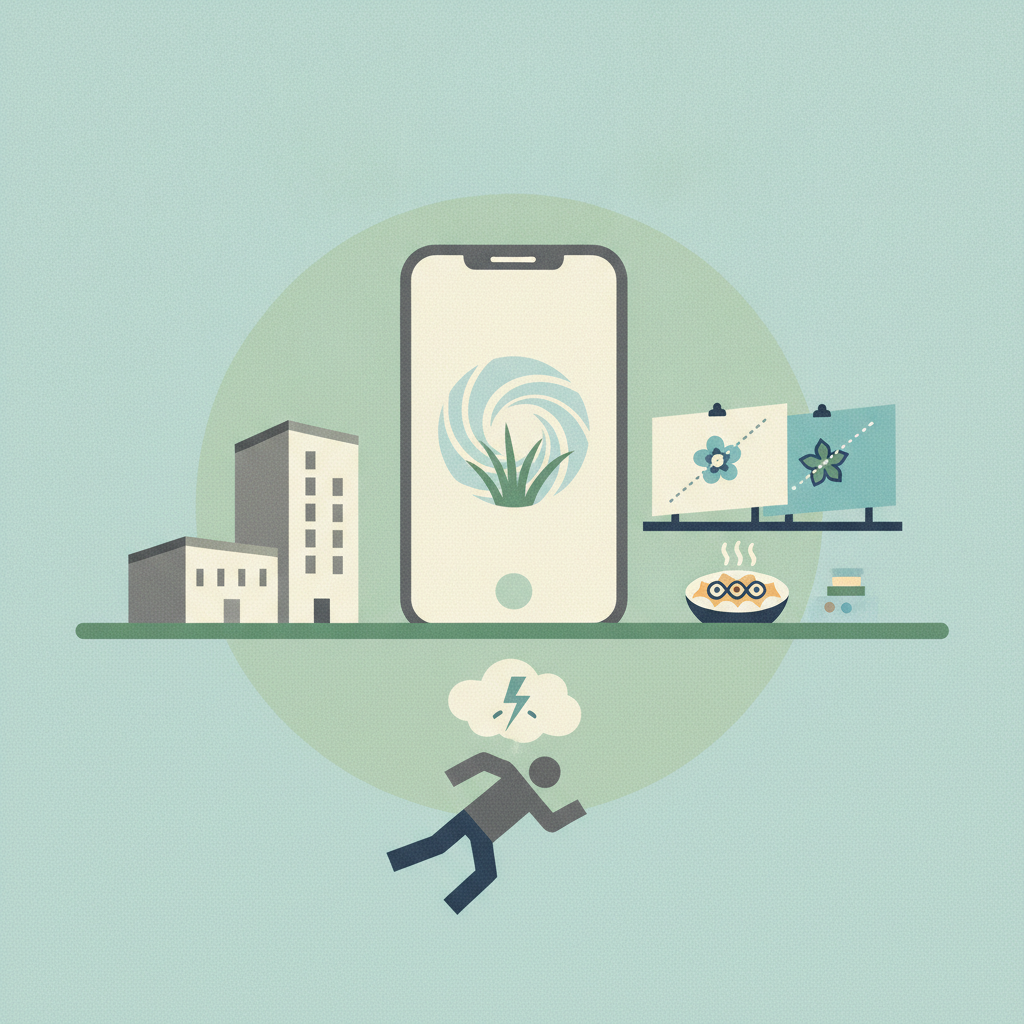 An illustration in a muted green