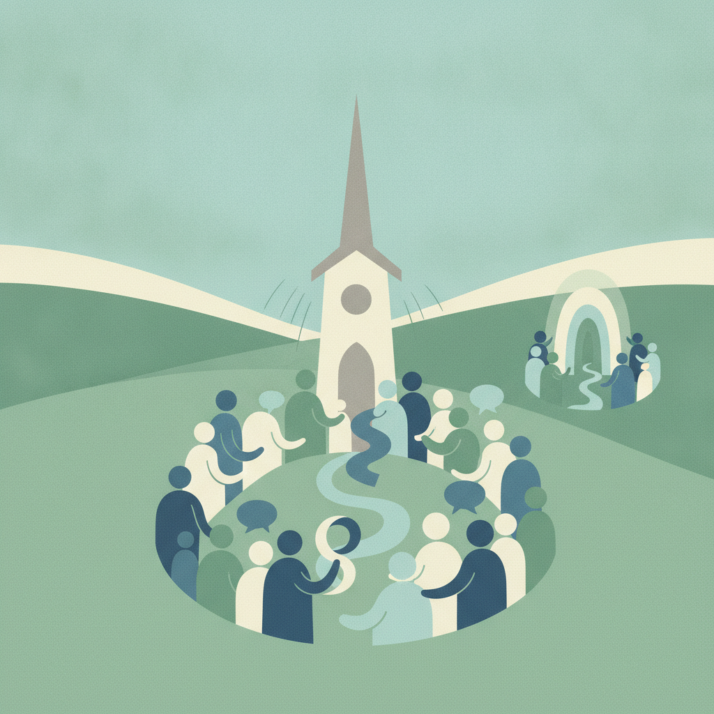 An illustration of a church