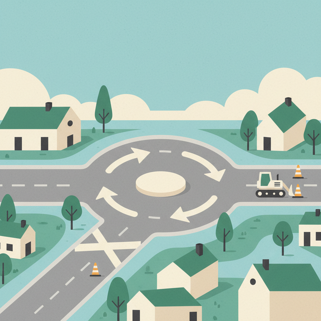 Lexington builds first mini roundabout on Wilson Downing Road