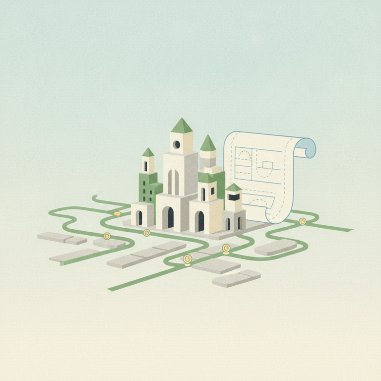 An isometric illustration featuring a stylized model