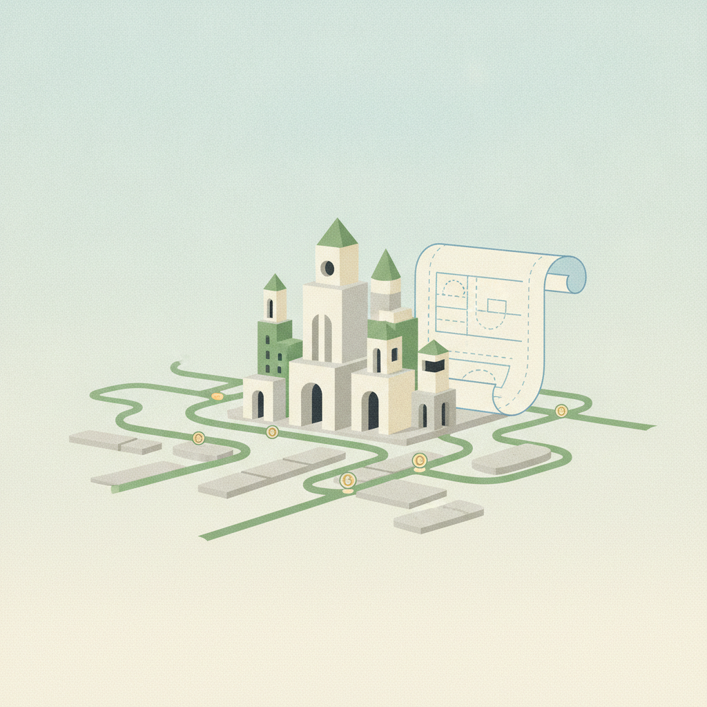 An isometric illustration featuring a stylized model