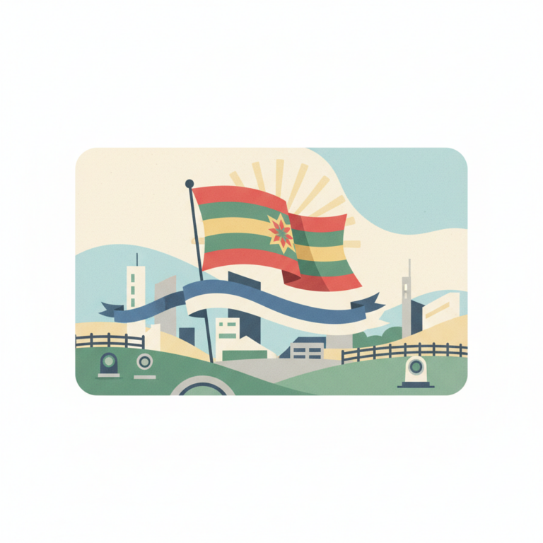 An illustration featuring a flag with