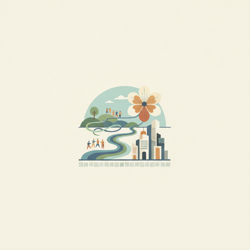 An artistic, minimalist illustration set against