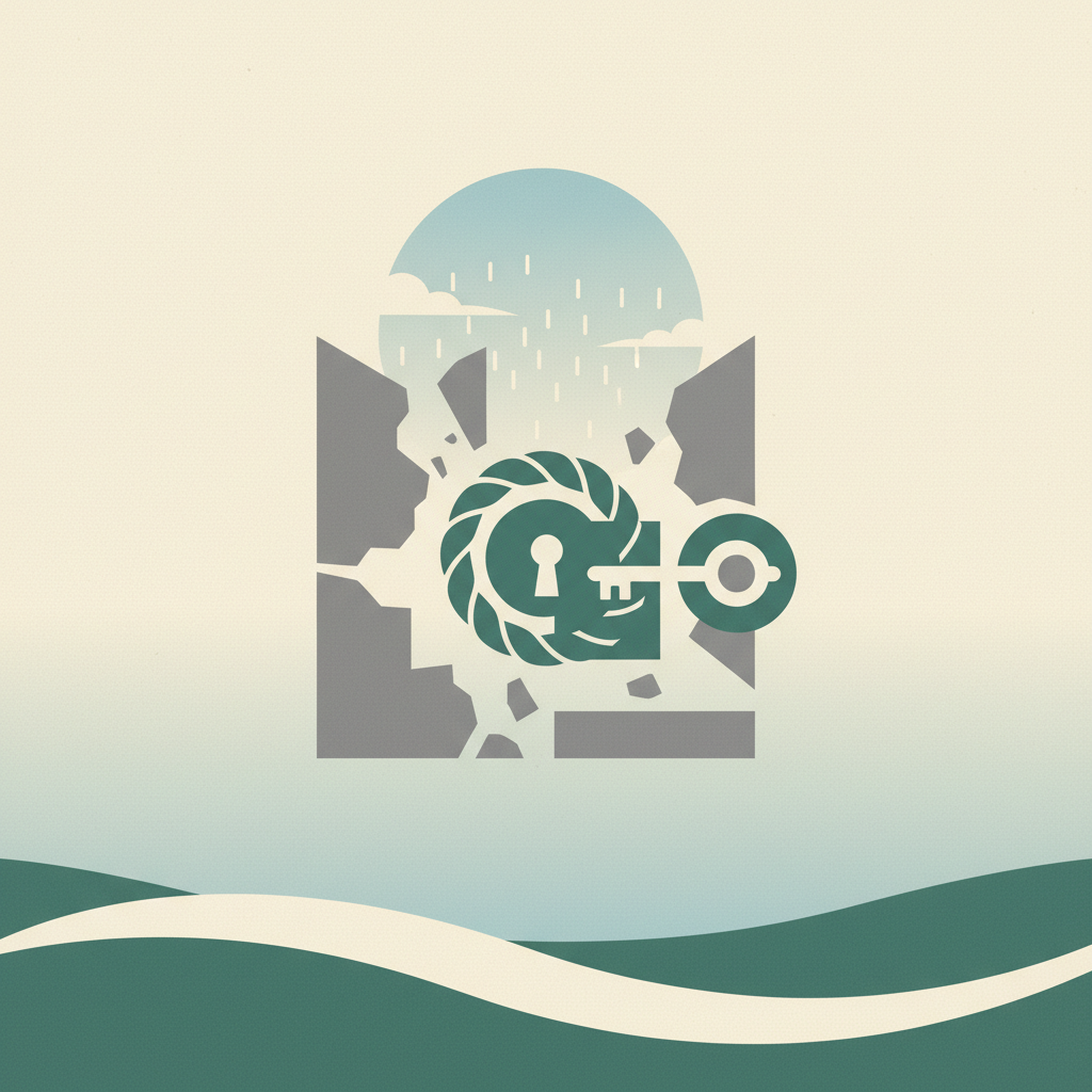 An abstract illustration featuring a central green