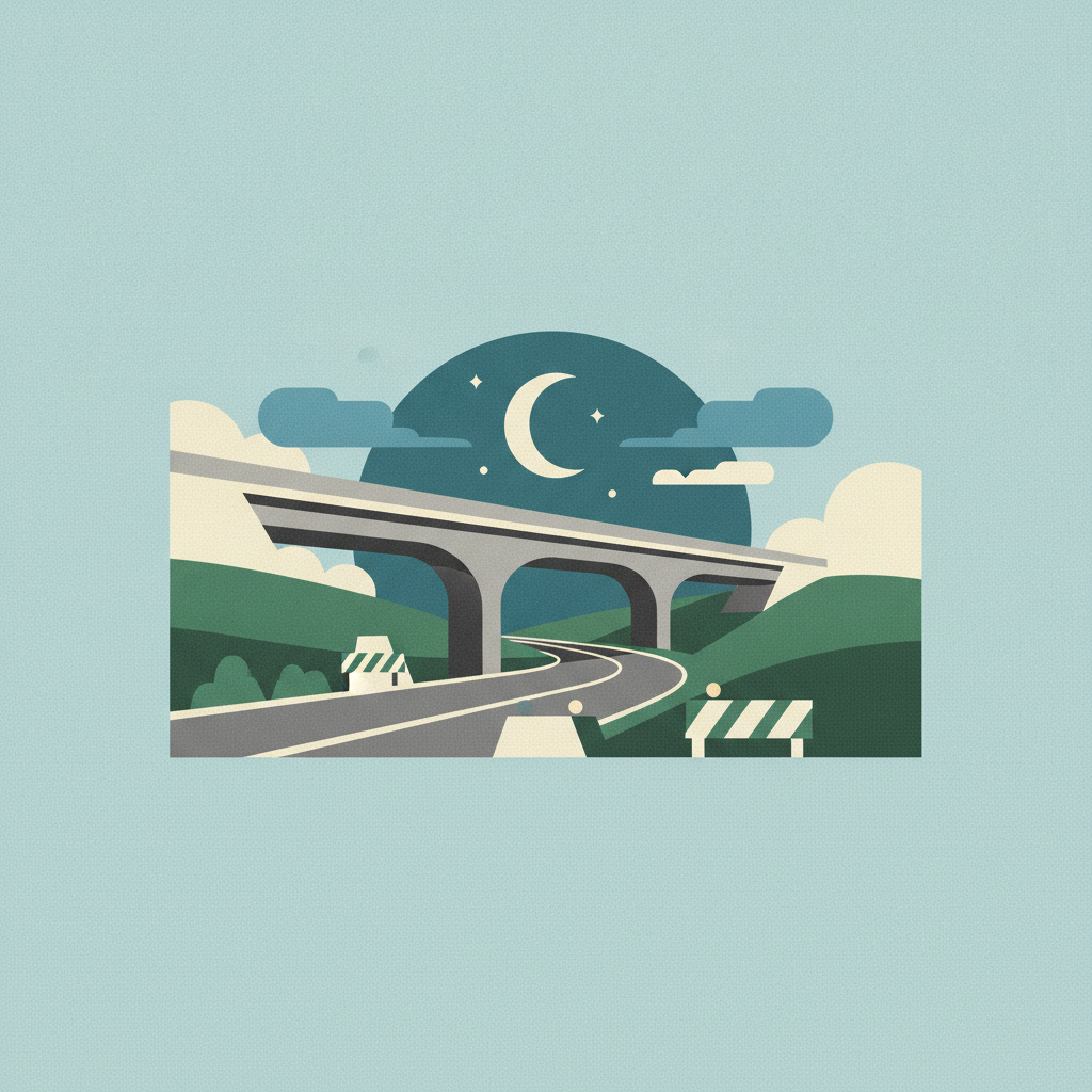 An illustration of a two-lane road