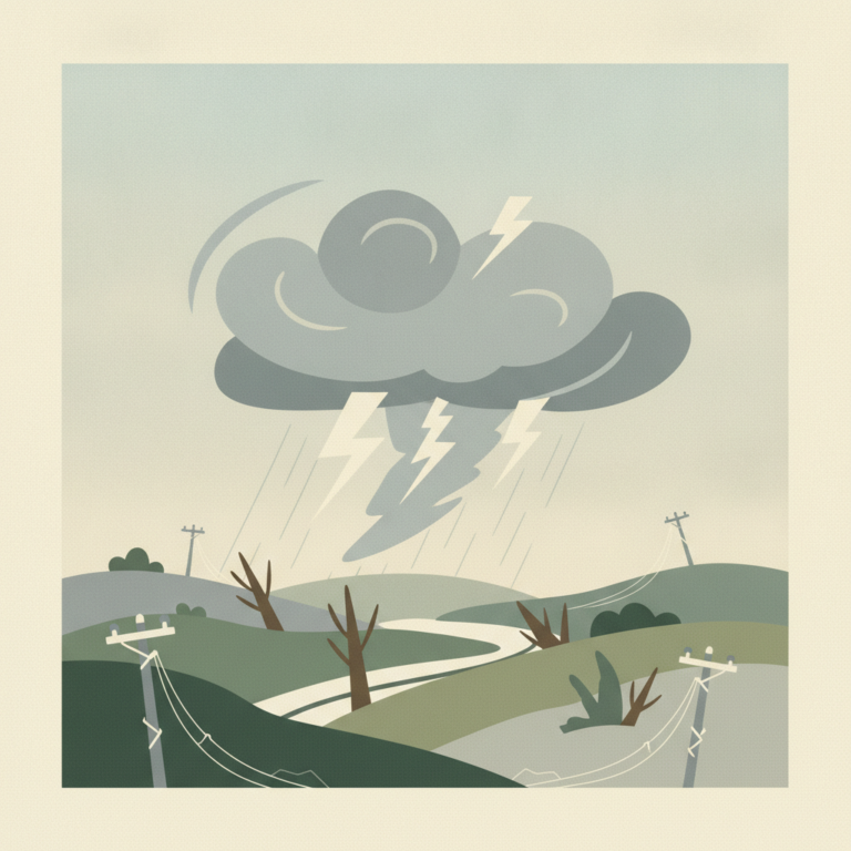 An illustration of a stylized storm cloud with