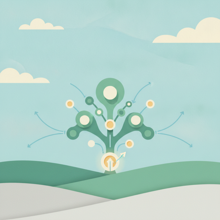 An abstract, minimalist illustration representing growth