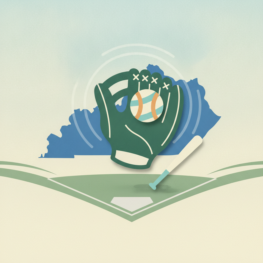 An illustration of a green baseball glove
