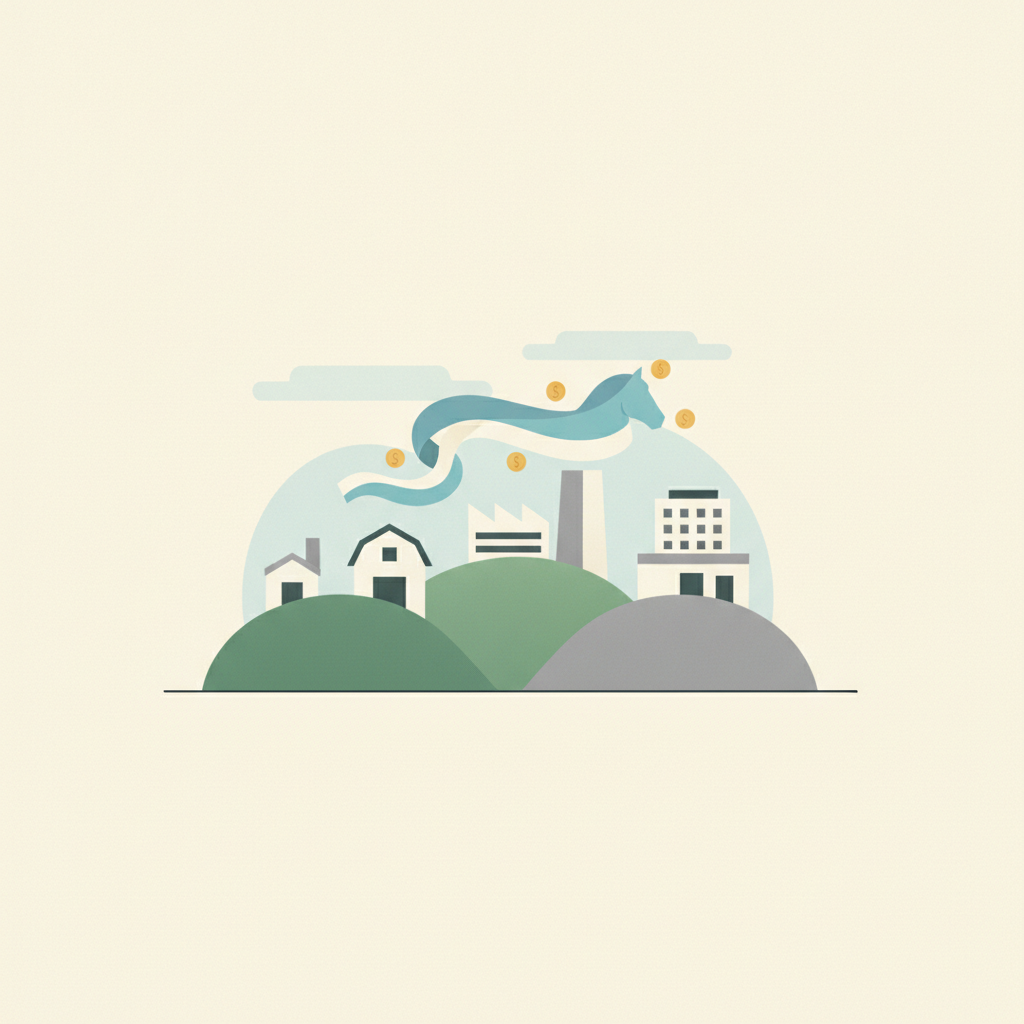 An illustration depicting economic development in Kentucky,