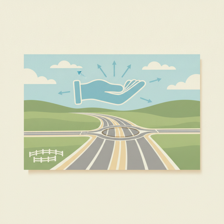 An illustration depicting a multi-lane highway