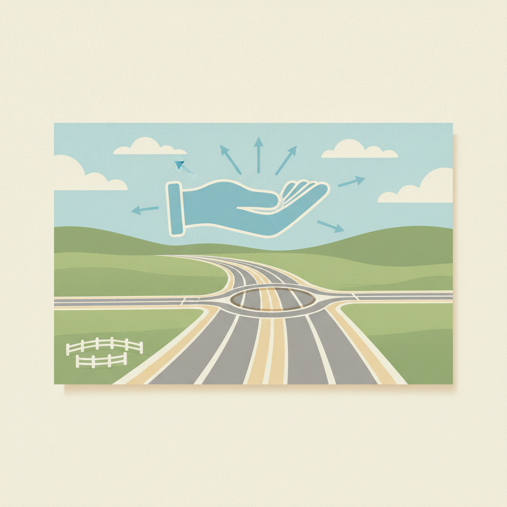 An illustration depicting a multi-lane highway