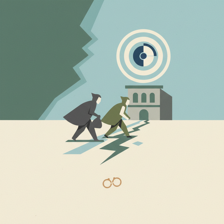 An editorial illustration depicting a robbery and