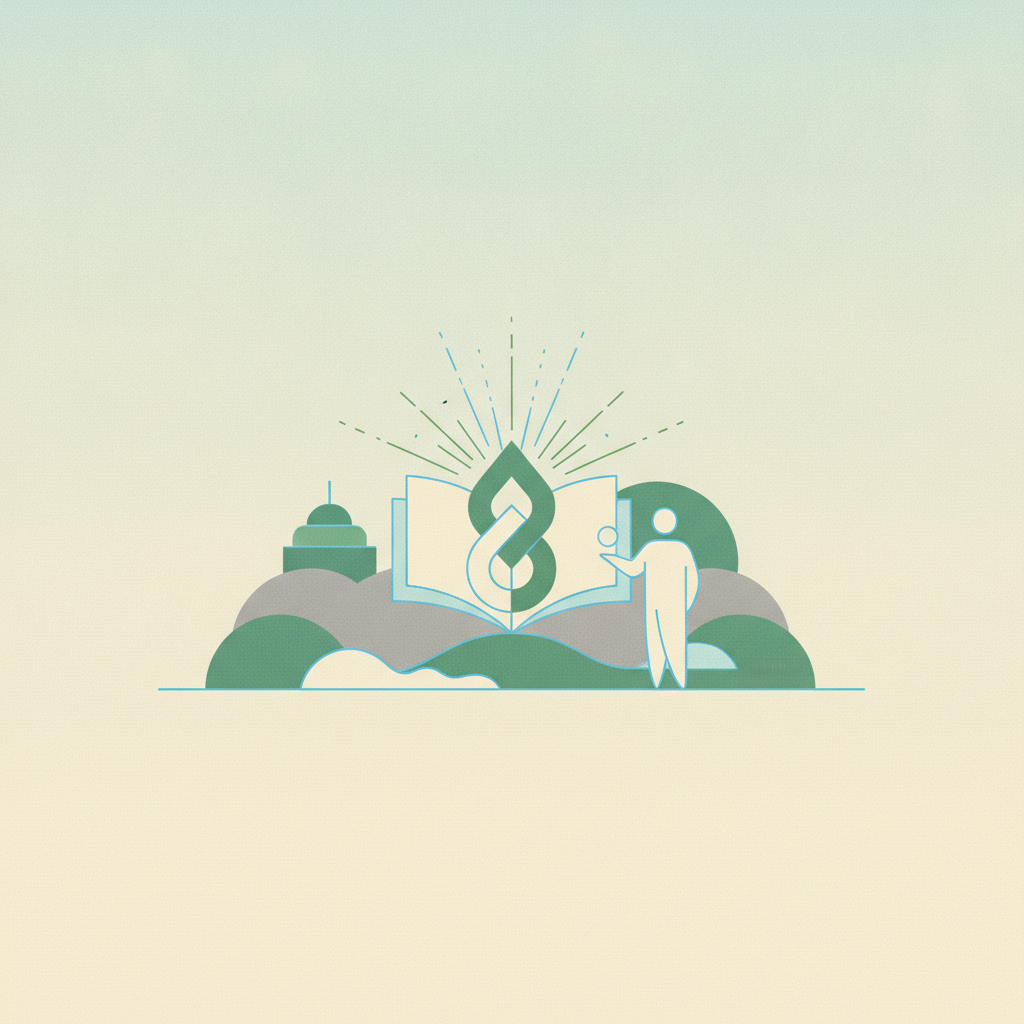 An illustration featuring an open