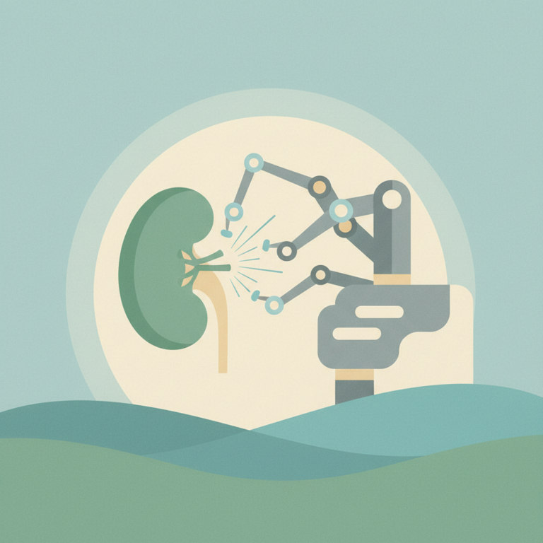 An illustration depicting a stylized kidney being
