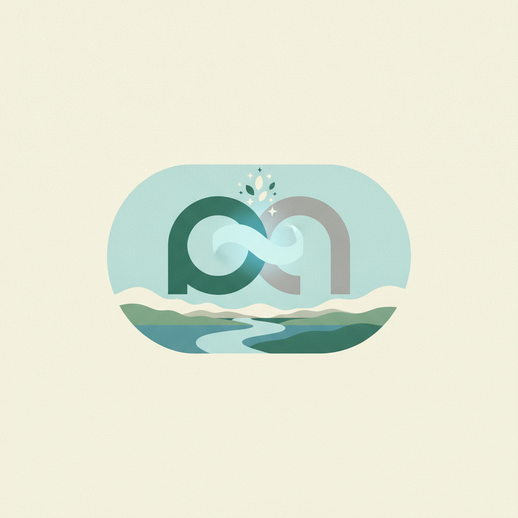 An illustration featuring a stylized, intertwined