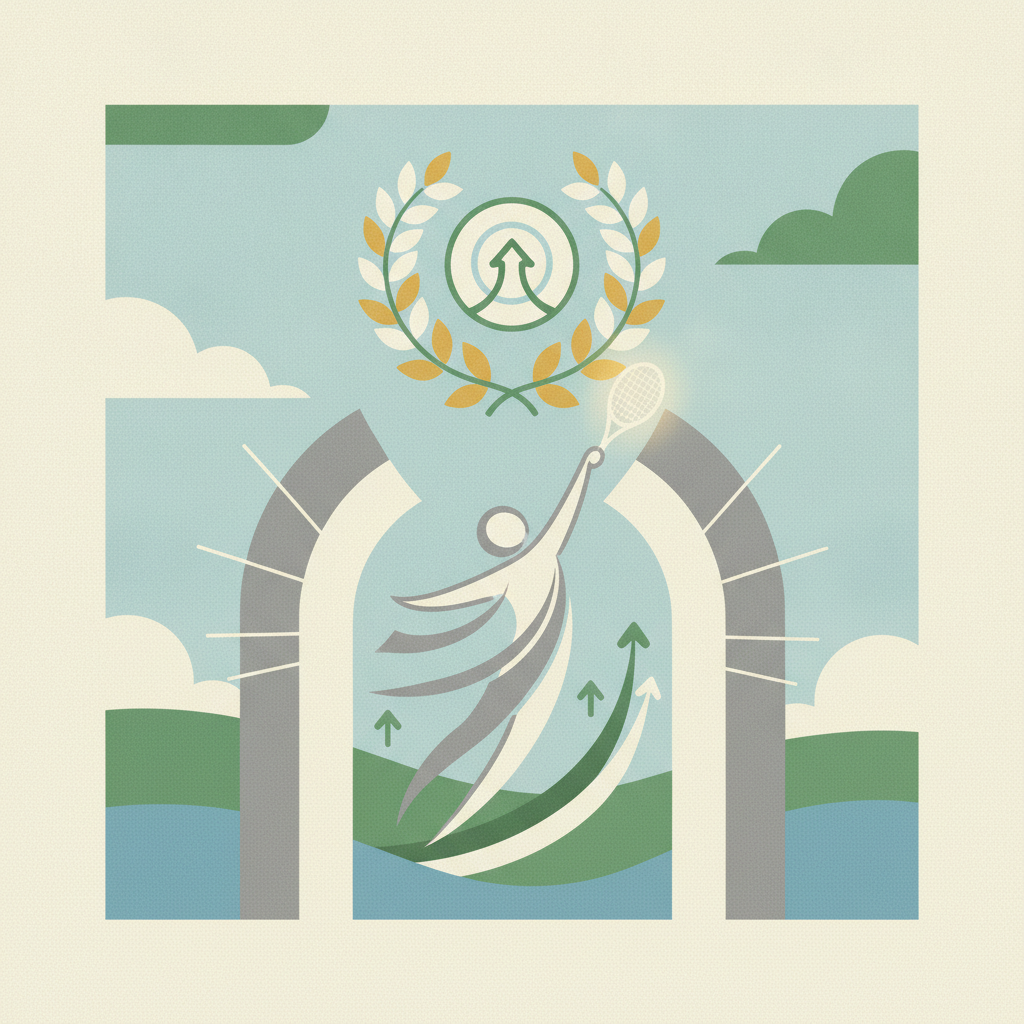 An graphic illustration featuring a stylized, abstract